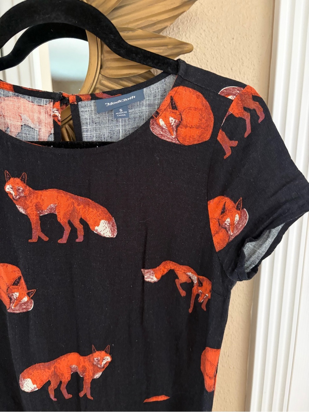 Mod Cloth Fox Print Linen Women’s Pantsuit Tie String Waist S - Picture 14 of 15